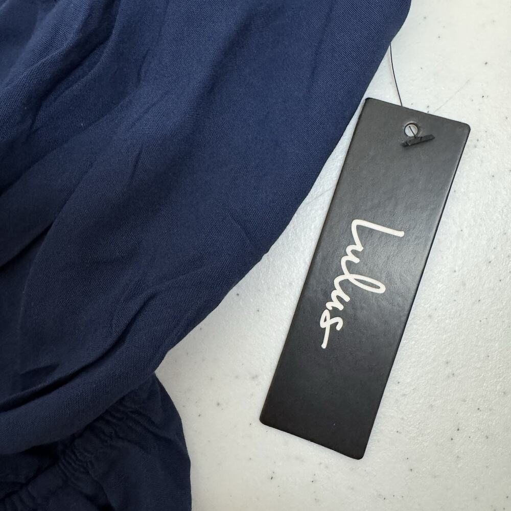 Lulu's Learning to Fly Halter Jumpsuit Womens Large Cinched Waist Backless Blue - Picture 7 of 16